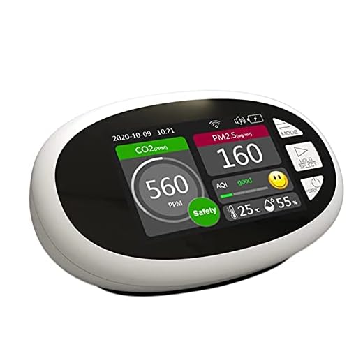 KELUNIS Inomhus CO2-meter, 400-5 000 Ppm luftkvalitetsmätare temperatur och relativ luftfuktighet koldioxiddetektor USB-laddning bärbar digital sensor