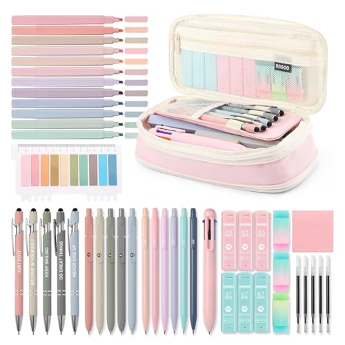 56 PCS Aesthetic School Supplies with Large Pencil Case, 5