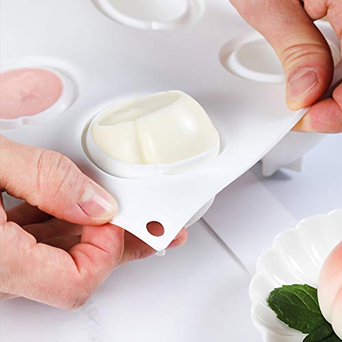 OCPO KITCHEN Peach Silicone Mold for Baking Mousse Cake, Fruit French Dessert, Pastry, Chocolate, Pudding, Jelly, Ice Cream, Cake Decoration Mold, 3D Peach Shape (8-cavity)