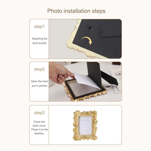Image of 3x5 Gold Picture Frames, Picture Frame for Table Top Display and Wall Hanging Home Decor (Gold, 3.5x5 Inch)