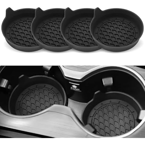 SINGARO Car Cup Holder Coaster, Silicone Cup Holder Insert, Universal Non-Slip Cup Holders, Car Accessories Interior for Women and Man Interior Sets 4 Pack Black Cover