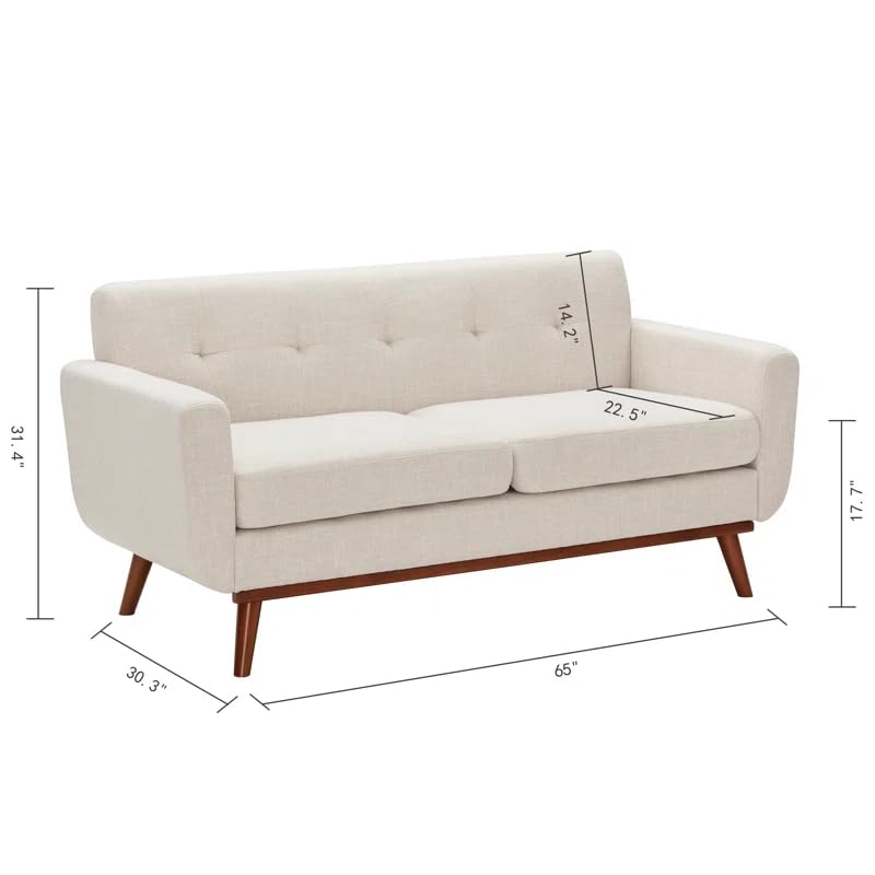 Image of LEGACY OF COMFORT Carmencita 65 inch Square Arm Loveseat 2 Seater Sofa Two Seater Sofa for Living Room Guest Room Hotels Office (Beige)