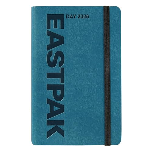 Eastpak - Agenda 2026 oficial Eastpak, agenda diaria de 12 meses mediana, planificador diario con 352 páginas, elástico, bolsillo portátil, marcapáginas, calendario 2026 y 2027, formato 9 x 14 cm