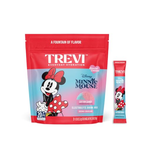 Image of TREVI Electrolytes Powder Packets Sugar Free Hydration Cotton Candy 20 Pack | Essential Daily Drink Mix, 0 Sugar, Magnesium, Potassium, Vitamin C, Calcium, B6 & B12 Vitamins