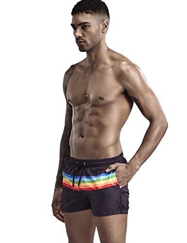 SEOBEAN Mens Rainbow Beach Surf Shorts