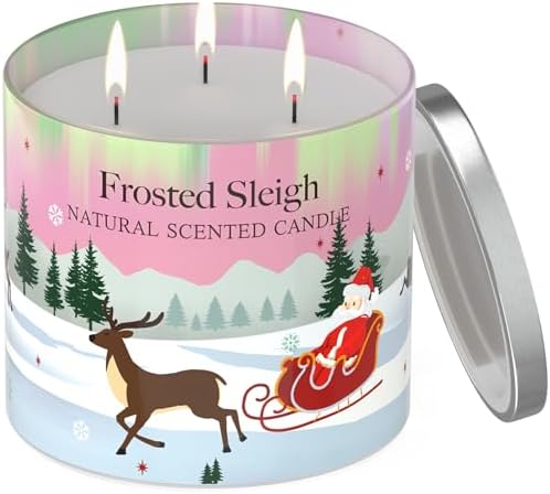 Christmas Candle, 14 oz 3 Wicks Scented Soy Wax Candle for Home, Long Lasting Natural Jar Aromatherapy Candle Non Toxic Clean Burn, Holiday Gifts for Christmas (Pink)