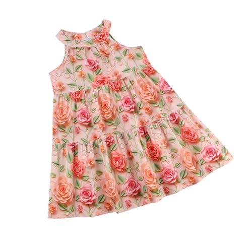 Baby Girls 3D Rose Floral Dress Princess Sleeveless Beach Sundress Cute Birthday Photo Outfit4