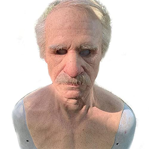 Halloween Latex Cosplay Mask Young or Old Face Cover Reusable Mask Realistic Human Horror Wig Headgear Masquerade Party Props (B09FJ1Z3F8) Amazon Price History, Amazon Price Tracker