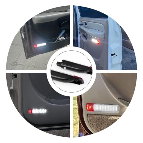 2 luces LED interiores para puerta de auto, blancas y rojas miniatura 6