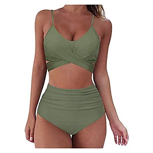 Kvinnor sexiga badkläder Cross High Waist tvådelad badkläder dam bikini set midja och magkontroll badkläder, tvådelad badkläder dam hög midja tvådelad bikini set