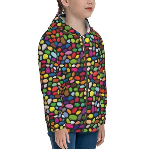 Pebble Colorful Kid Hoodies Boys Zip Up Sweatshirts Girls Pullover with Pocket4