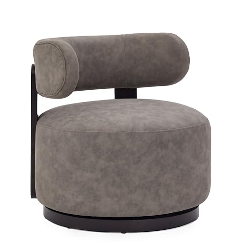 Sillón giratorio piel sintética marrón oscuro gris miniatura 5