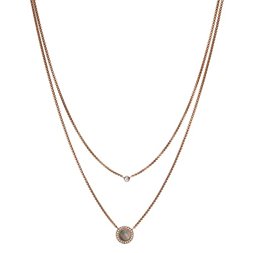 Fossil Women's Rose Gold-Tone Stainless Steel Pendant Chain Neckl...