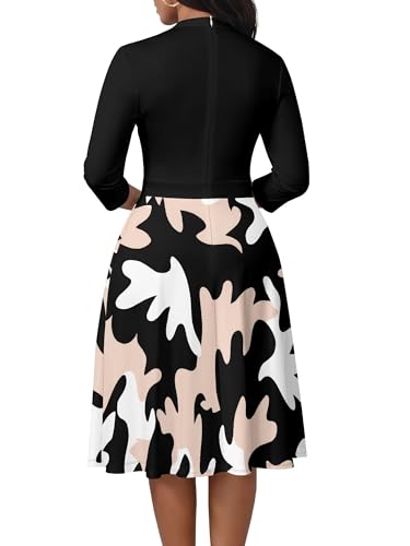Image of PinkPatty Women's Casual A-line Midi Dresses 3 /4 Sleeve V Neck Fit and Flare Dress with Pockets