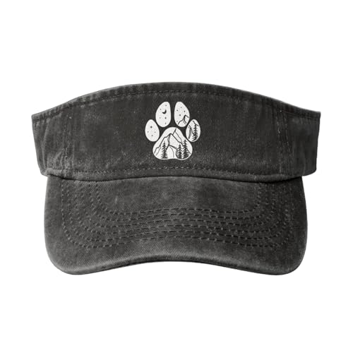 Sbztkngu Dog Paw Sun Visor Hat - Adjustable Empty Top Baseball Sun Cap for Dad Mom Men Women Black