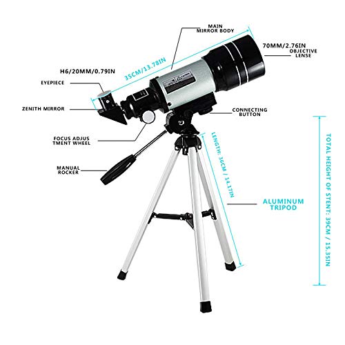 Telescopio refractor 70 mm 150X con trípode para principiantes miniatura 4