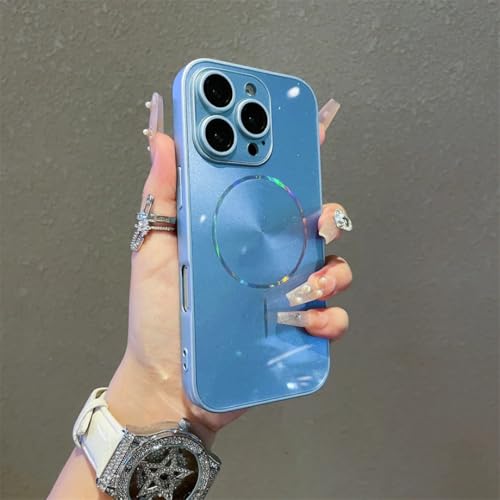 Coque iPhone 17 avec protection objectif intégrée pour look paillettes bleu en soirée