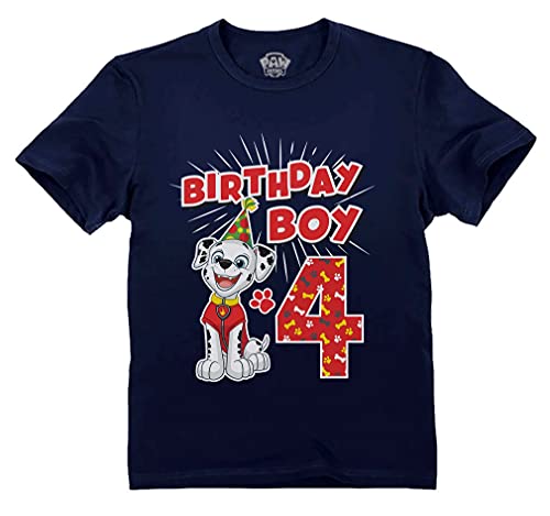 Marshall Fire Pup 4th Birthday Shirt for Boys - Paw Patrol Toddler T-Shirt - Fun Gift for 4 Year Olds Party 4T Navy