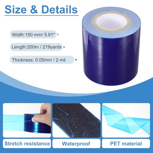 Image of PATIKIL Removable Protective Film Tape, 6 Inch x 656 ft PE Surface Protective Scratch Film Tape Roll for Furniture Electrical Appliances Plastic Hardware High Stickiness Blue