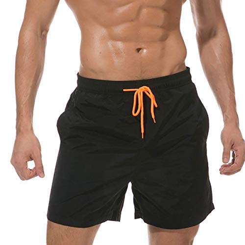 Letuwj Herren Badehose Quick Dry Shorts mit Taschen und Netzfutter Gr. 58, balck