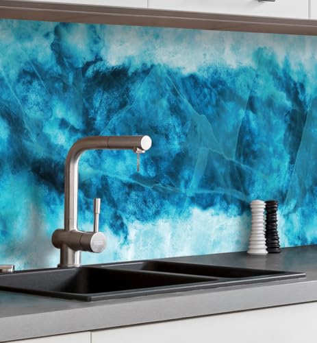 MyMaxxi Küchenrückwand selbstklebend - Matte, 0,4 mm Premium Spritzschutz Folie als günstige Alternative zu Glas, einfache Montage & leichte Reinigung - Motiv: Struktur EIS Muster 80 x 60 cm
