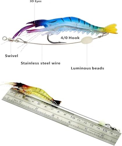 Image of Silicone Simulation Live Shrimp Fishing Soft Prawn Lure Hook Bait Tackle - 5pcs