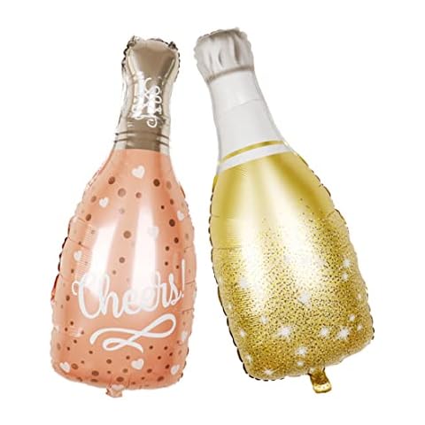 Morndew 2 PCS Gold and Rose Gold Champagne Bottle Cheers Foil Balloons for Festival New Year Party Celebration Party Birthday Party Wedding Party Decorations Cover
