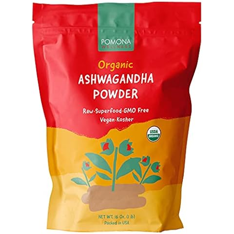 Pomona Wellness Organic Ashwagandha Powder, All Natural Stress Supplement and Immune System Support, Raw, USDA Organic, Non-GMO, Packaging May Vary, 16 oz Resealable Bag Cover