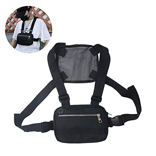Genrics Bolsa de Cintura Multifuncional, Chaleco Tactico, Mochila Tactica, Bolsa Tactica, Bolso de Pecho Hombre, Ajustables Bolsa de Hombro Cruzada Paquetes de Cintura Funcionales
