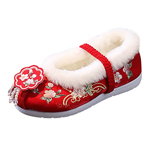 Girls Cotton Shoes Ancient Costume Hanfu Shoes Children Baby Cloth Shoes New Year Clothing Shoes Snow Boots Girls Size 2