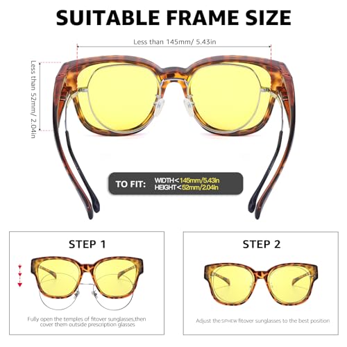 SIPHEW Fit Over Night Driving Glasses for Women Oversized Night Vision Wear Over Glasses Anti Glare Polarized Yellow Lenses3