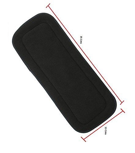 Kuhu Creations Washable Deep Thick 5 Layers Microfibre Reusable Cloth Insert Pad for UG/Nappy/Diaper (Graphite, 1 Unit)