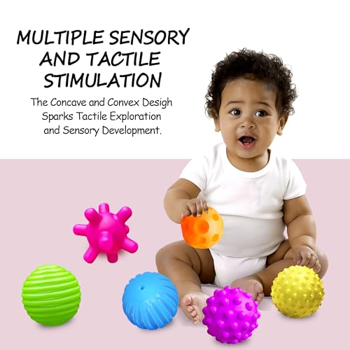 ROHSCE Baby Textured Multi Sensory Toys Massage Ball Gift Set BPA Free for Toddlers 1-3 Soft Balls Montessori Infant Baby Toys 6 to 12 Months 6 Pack - Image 2