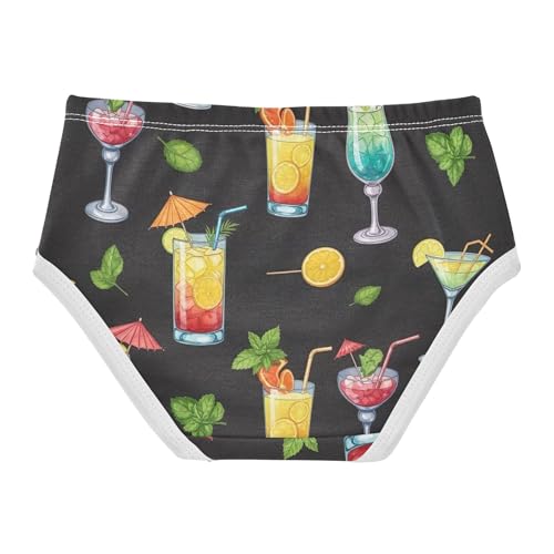Colorful Cocktails Drinks Black Toddler Underwear Floral 2t Cotton Panties for Girl Print Kids Briefs Undies2
