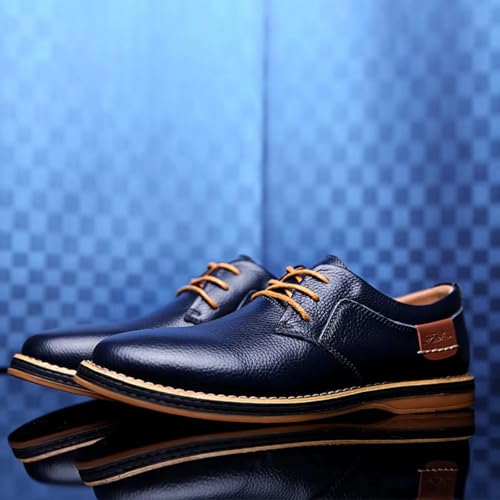 Mens Genuine Leather Lace Up Oxfords Classic Wing Tips Dress Shoes Casual Luxury Business Work Office Retro Derby Shoes3