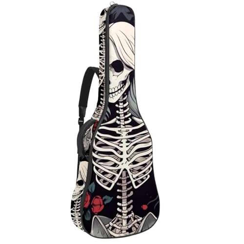Housse guitare acoustique Art Roses Crâne le cadeau élégant pour musicien
