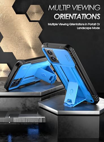 Poetic Revolution Case for Motorola Moto G 5G 2024, [Slide Camera Cover],Full-Body Military Grade Rugged Shockproof Cover with Kickstand and Built-in-Screen Protector, Light Blue - Thumbnail 4
