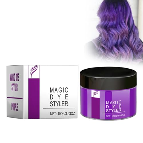 Cera Del Color Del Pelo, Cera Color Pelo Temporal, Lavable Cera Para El Pelo Coloreada Aplicar, Cera Color Natural Desechable, Cuidado Del Cabello Hidratante Y Coloración Fácil (Púrpura)