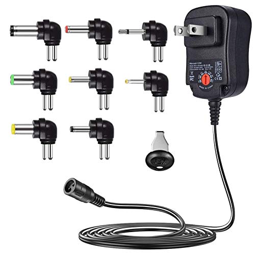 Punasi チャージャー 3V-12V 電圧調整 変換プラグ ユニバーサル AC充電器 ACアダプター DCアダプター メデラ パンプ スピーカー LEDライト ルーター ケーブルセット (12w)コネクタの極性：インナープラス（＋）、アウターマイナス（ー）