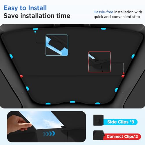 Image of 2026 Upgrade Sunshade Roof For Tesla Model Y Juniper 2025 2026 [No-Gap /Sag-Free] Heat Insulation Glass Roof Sunshade Sunroof for Tesla Model Y Accessories 2026 2025 Black
