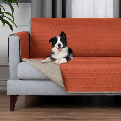 Opiniones de Cubre salas economicas disponible en línea. 49 REAL TEXTIL Juego de 3 Protectores para Sala - 2 Vistas y Capitonado Pinsonic. Protector de Muebles Lavable - Fundas para sillón - Sofa Cover (Naranja - Khaki)