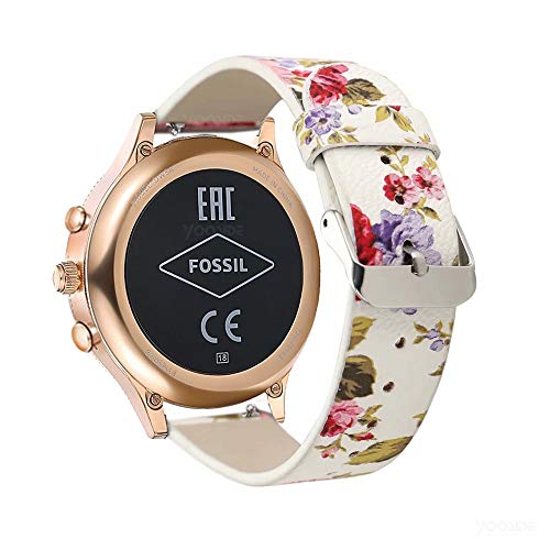 YOOSIDE Fossil damska bransoletka Venture, 18 mm, szybkie zapięcie, skórzany pasek do zegarka, wymienny pasek do zegarka Fossil Venture 3/4/HR 4, Ticwatch C2 różowe złoto (różowy kwiat)