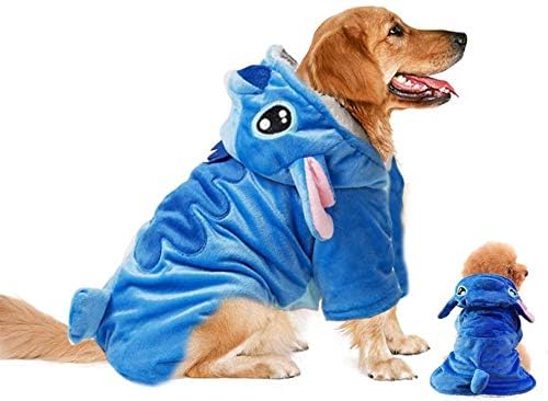 Gimilife Moletom com capuz para cães, azul, 2GG (70+ LB), veludo, fantasia de desenho animado para c
