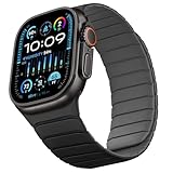Sixmoat 両面リバーシブルストラップ コンパチブル Apple Watch 49mm 46mm 45mm 44mm 42mm、磁気式リストバンド ソフトシリコンバンド iWatch Ultra 3 2 1 SEシリーズ 11 10 9 8 7 6 5 4 3 2 1用，ブラック-グレー