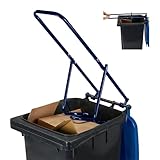 Relaxdays Prensa de basura para cubo de basura, compactador de basura doméstico, plástico, prensa manual de basura, acero, azul