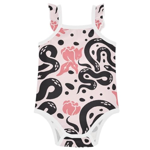 Baby Onesies Snakes Flower Pink Unisex Baby Sleeveless Bodysuits 0-24 Months for Boys Girls