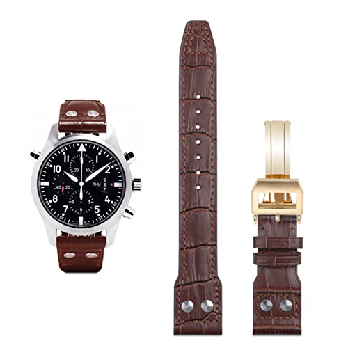 Bracelet montre cuir souple pour IWC Pilot évite l'usure avec fermoir pliant