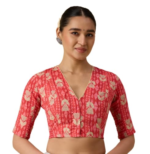 9 Beautiful Blouse Back Neck Designs for Hariyali Teej 2026 9 Studio Shringaar Women's Cotton Printed Side Stretch (Smocked) Re...