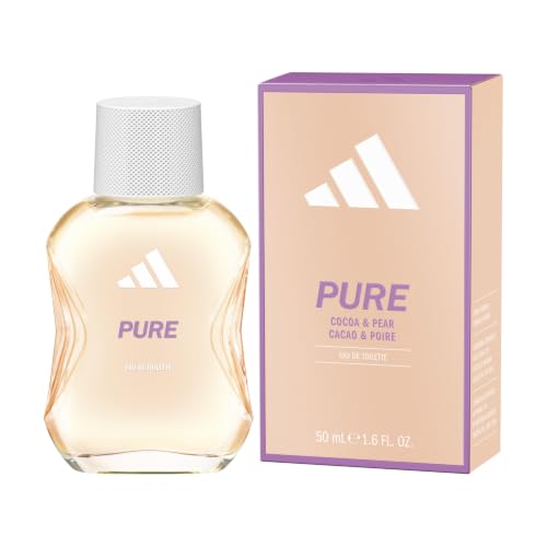 Image of adidas Pure Eau de Toilette, 50ml / 1.7fl oz. (pack of 1), Notes of Cocoa, Pear and Benzoin, Fragrance for Women, Long Lasting, Sporty Fragrance, Travel Size