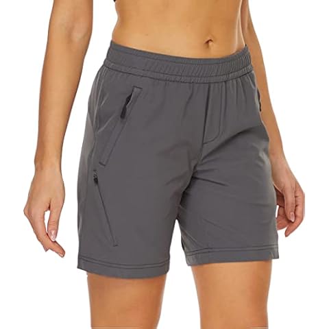 REYSHIONWA Women's Bermuda Cargo Shorts Quick Dry Hiking Athletic Lightweight Shorts for Women with Pockets, Grey, XXL Cover